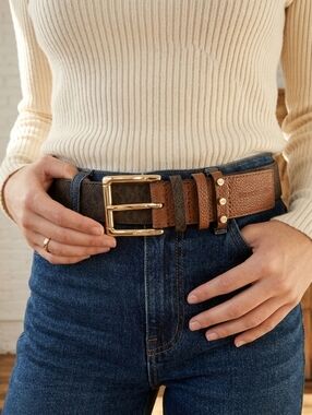 Michael Kors MK Monogramm Gold Studded Belt Small NWT